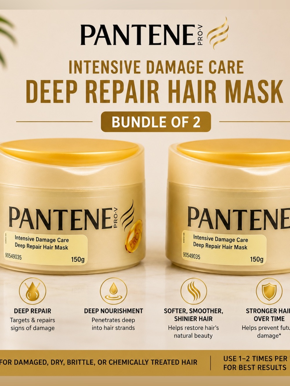 Pantene Pro-V Intensive Damage Care Deep Repair Hair Mask Treatment 150g -2 MASK